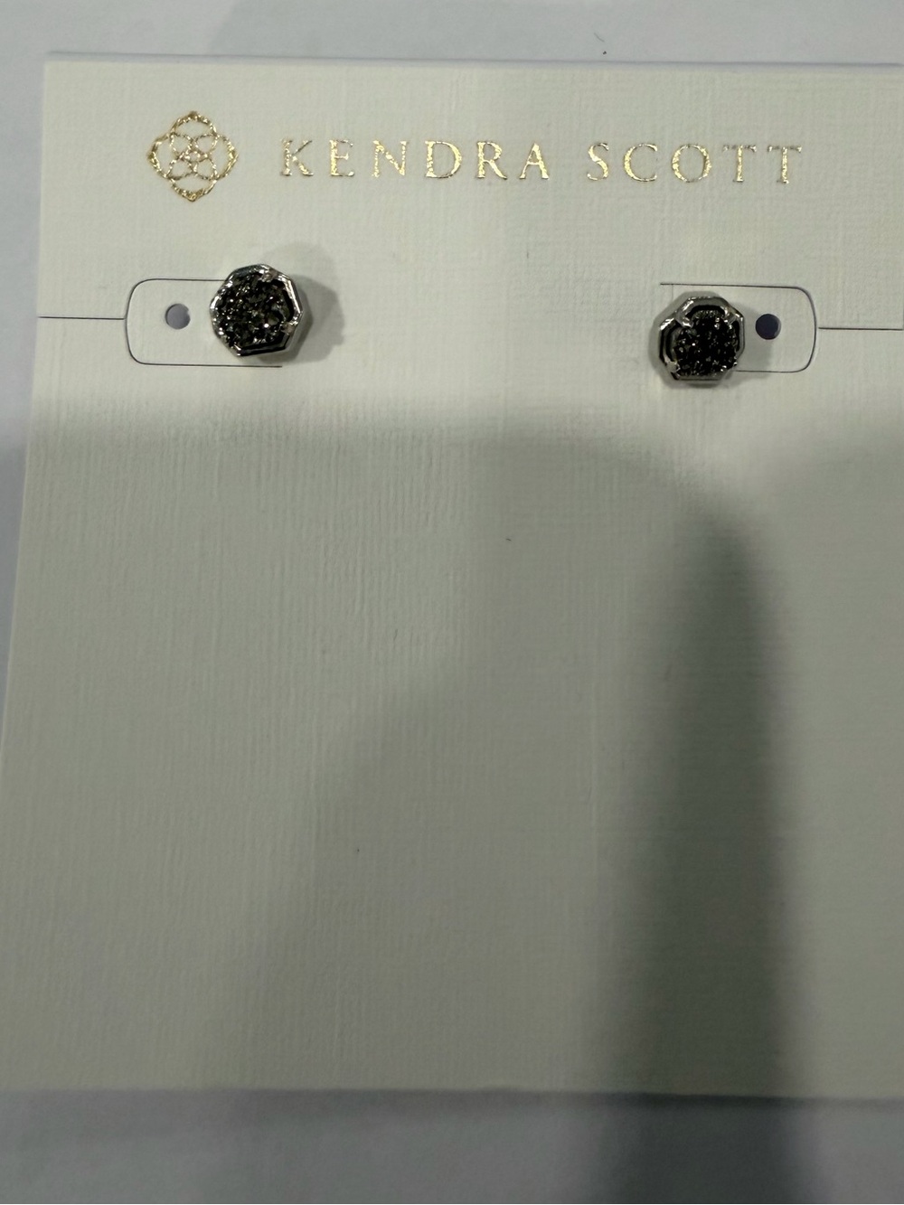 Kendra Scott Silver Hex Glitter Stud Earrings - Black Sparkle
